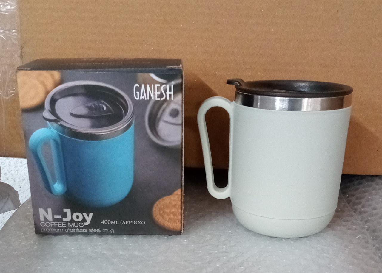 8137 Ganesh Premium Stainless Steel Coffee Mug with heat resistant mug lid. Approx 400Ml mug. DeoDap 8137 Ganesh Premium Stainless Steel Coffee Mug with heat resistant mug lid. Approx 400Ml mug. DeoDap
